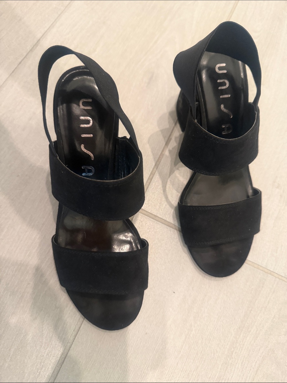 Unisa Black Crossover Slingback Block Heels